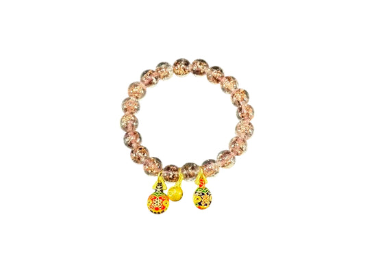 Glistening Lavender Bead Bracelet with Enamel Gold Charms – AURA & LUCK